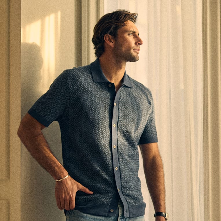 Fieldworth Jacquard Button Front Polo | Polo Shirt | Bespoke Post