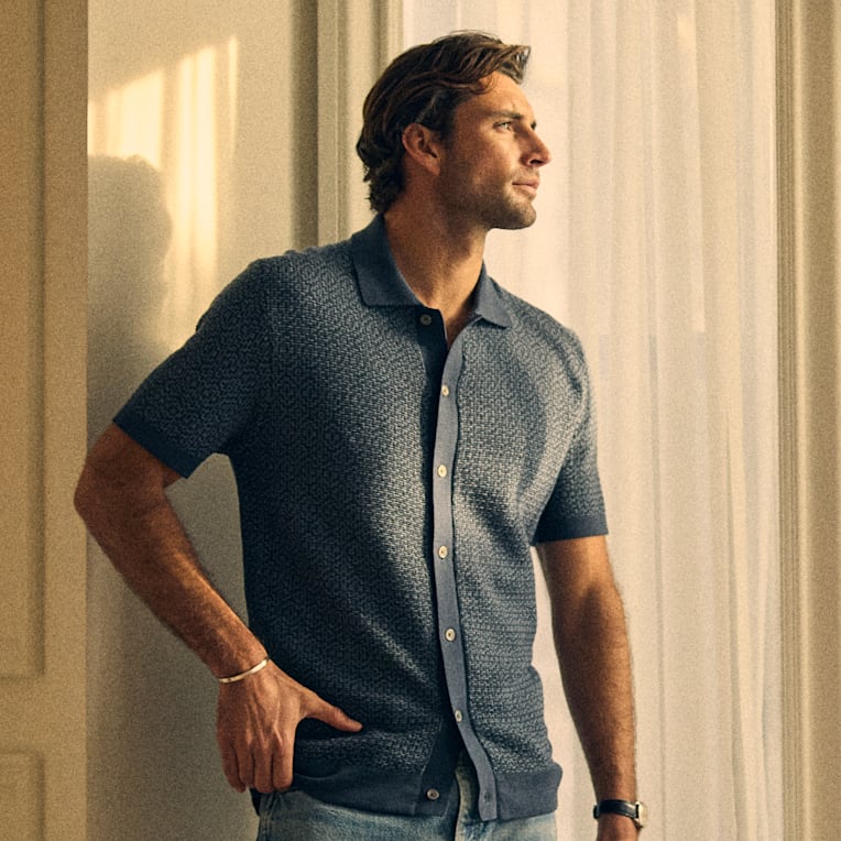 Fieldworth Jacquard Button Front Polo | Polo Shirt | Bespoke Post
