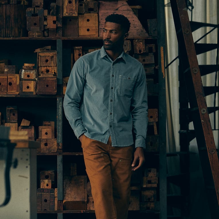 foundry dress shirts Foundry Corduroy Shirt, Mineral Blue - Line of Trade