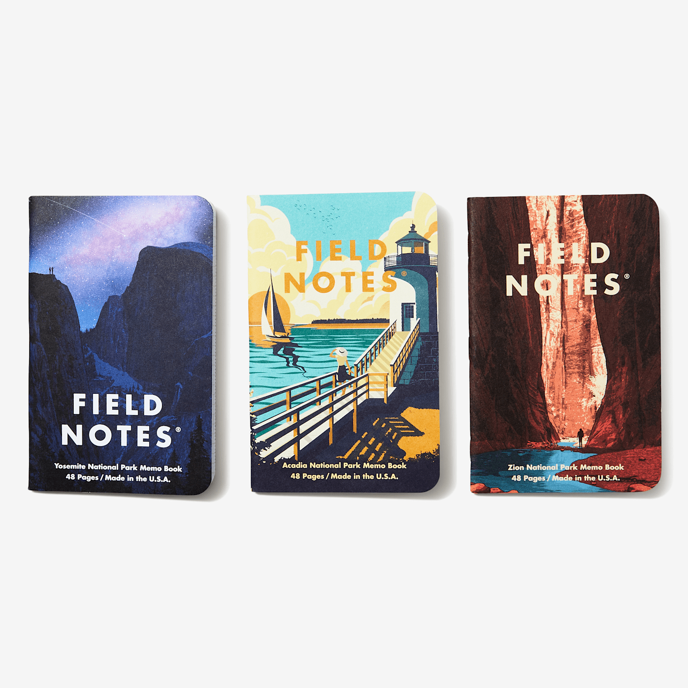 Field Notes Set of 3 Pocket Notebooks Yosemite Zion & Acadia