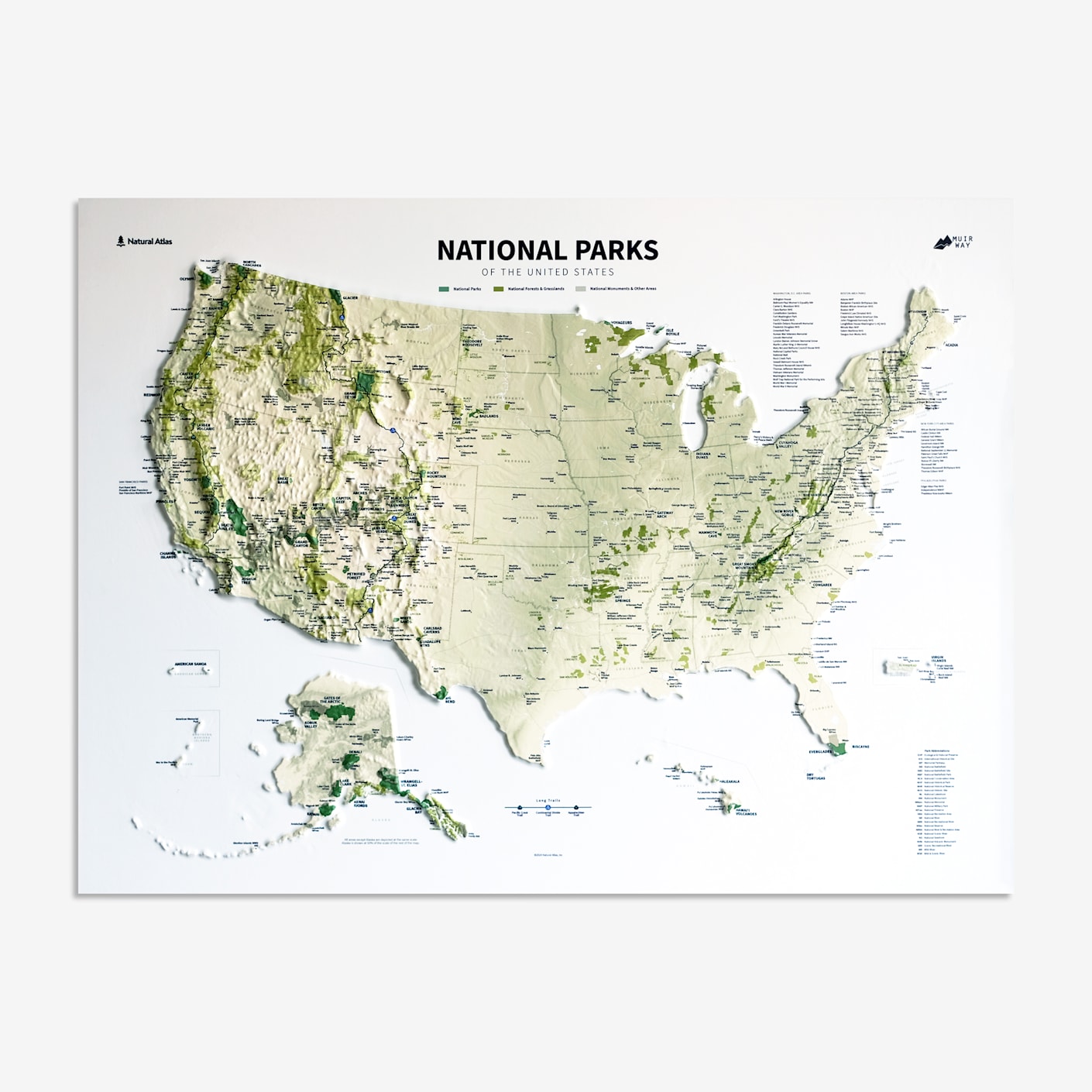 Muir Way USA National Parks 3D Raised Relief Map | Bespoke Post