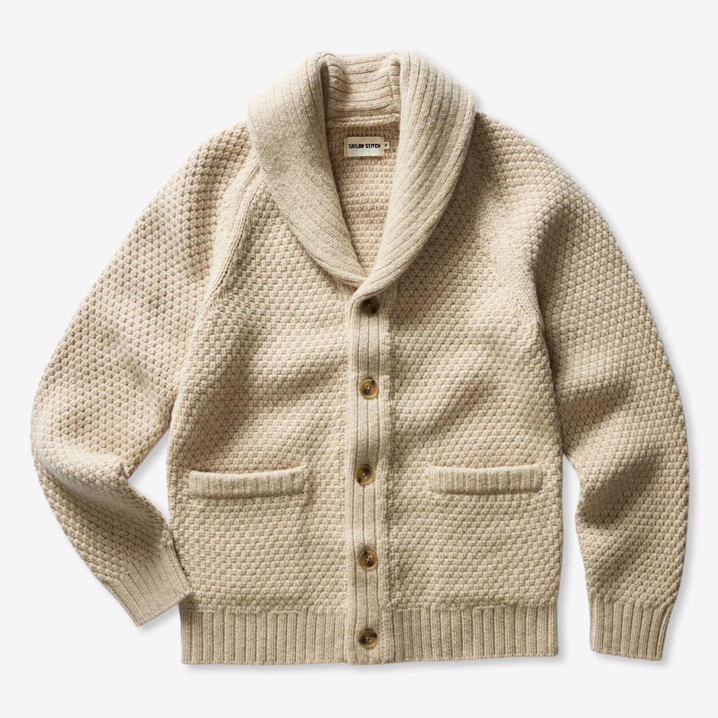 Fisherman Shawl Collar Knit Cardigan