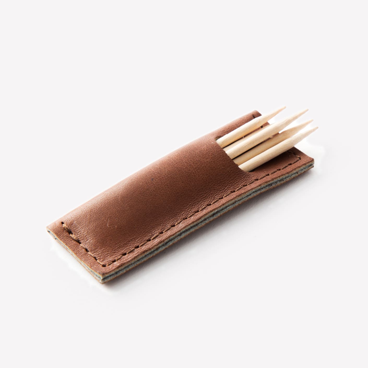Leather Toothpick Holder and Bamboo Toothpicks Line of Trade Bespoke Post
