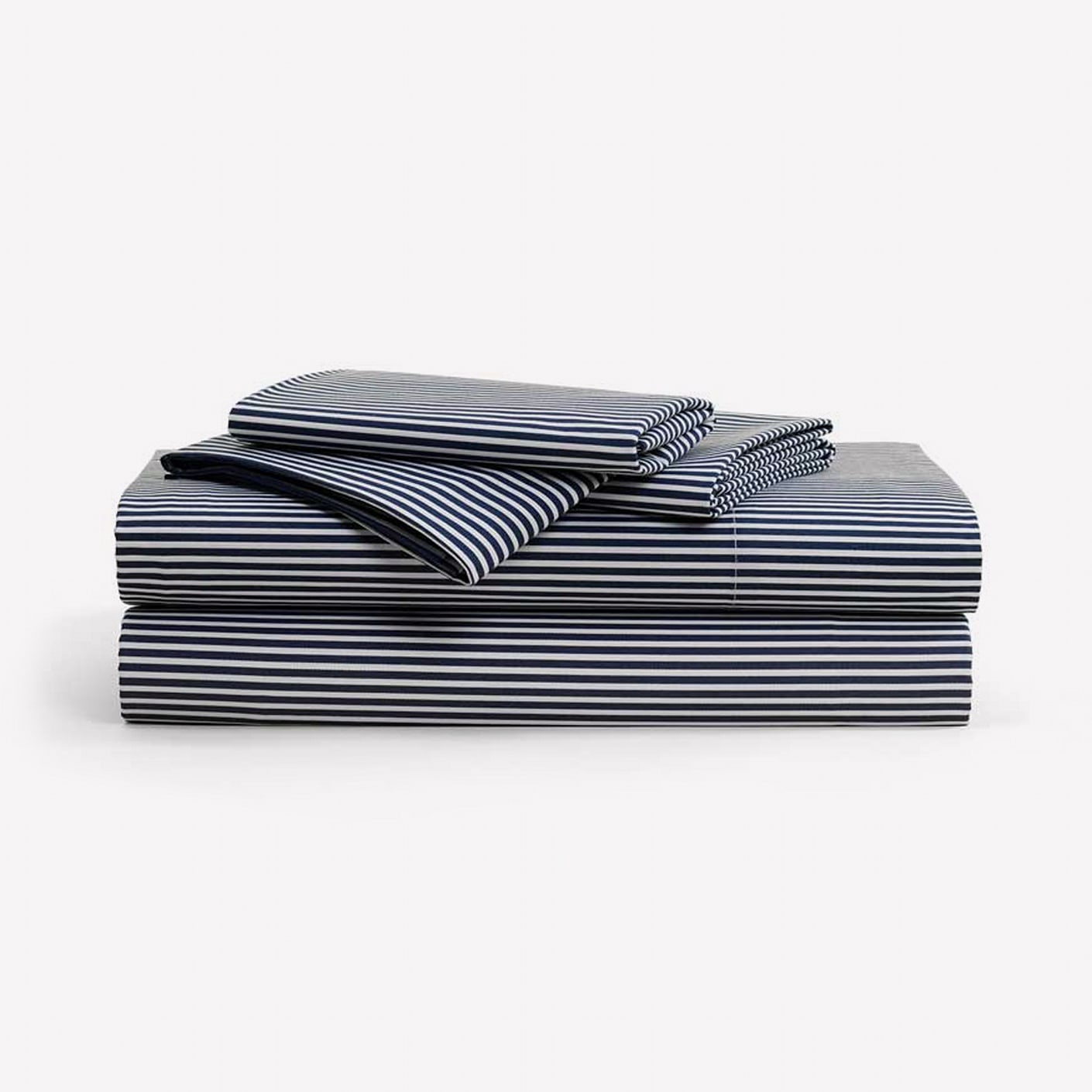 Brooklinen Percale Sheets Core Set Bedford Navy Stripe Bespoke Post