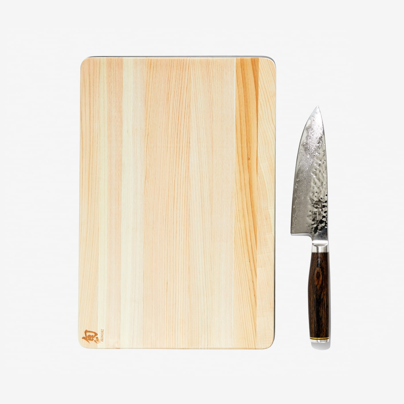 Shun Cutlery Japanese Premier Knife & Medium Hinoki Cutting Board Set