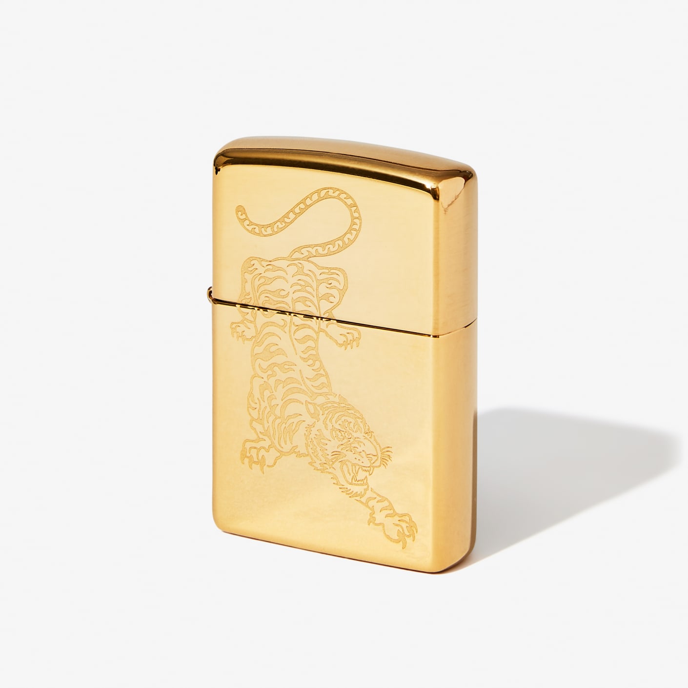 Zippo Engraved Tiger Brass Lighter Bespoke Post
