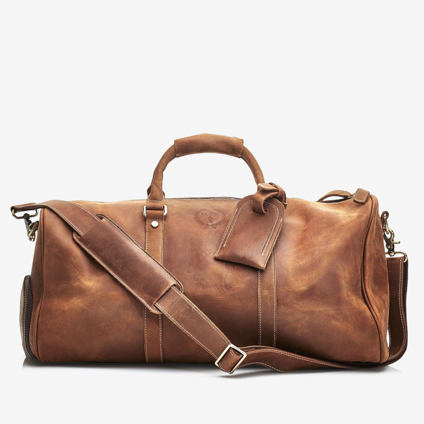 The Modest Vintage Player Leather Duffel Bag Deluxe Tan Bespoke Post