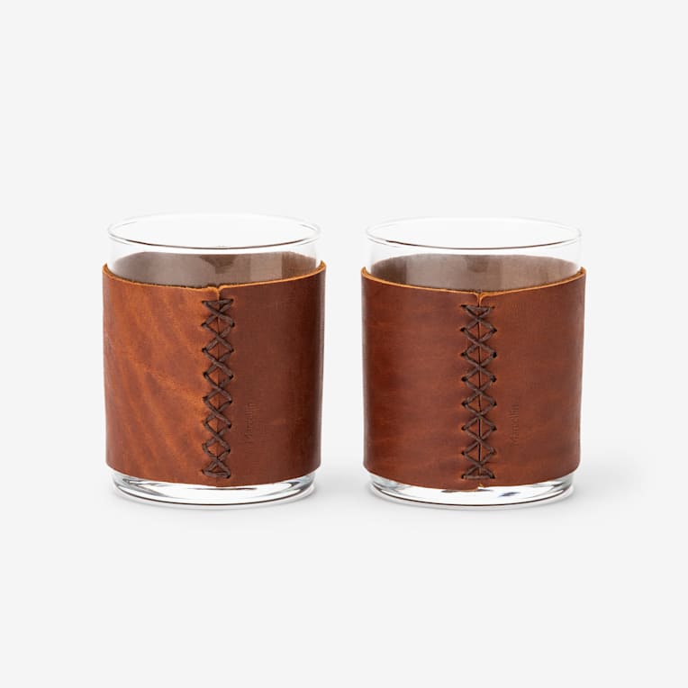 Marcellin Codex Leather-Wrapped Rocks Glasses – Set of 2