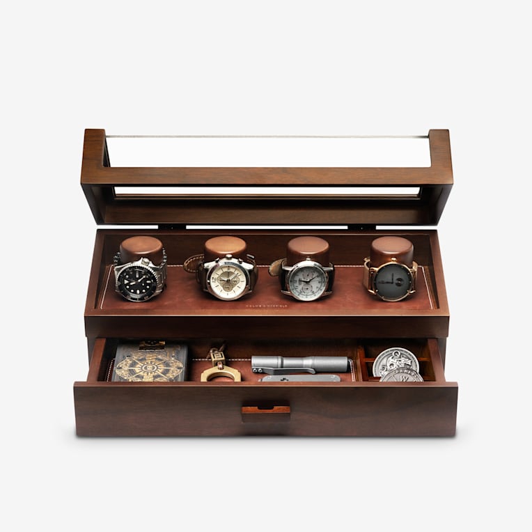 Puebco Glass Display Case with Vintage Drawer | Glass Display