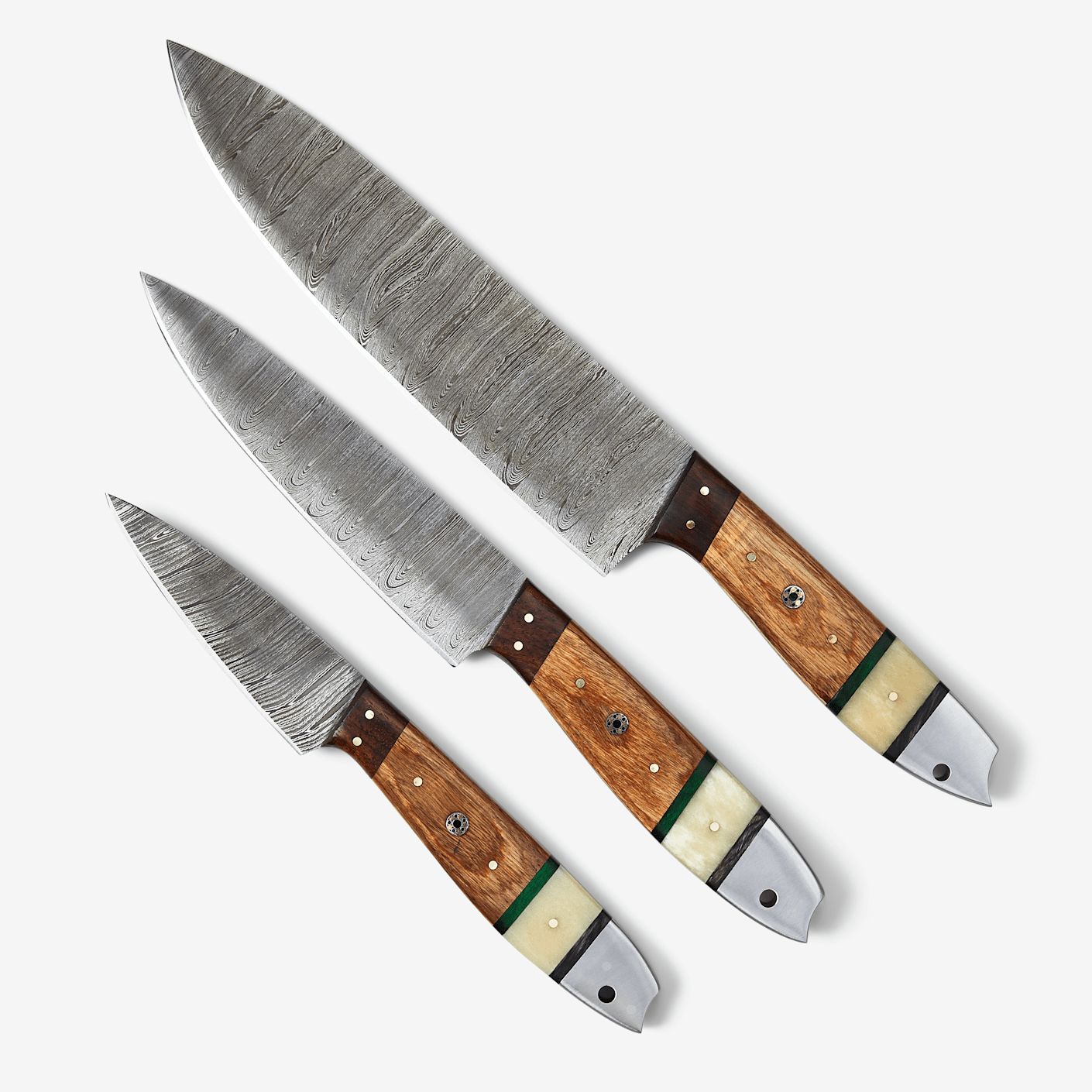 Black Knives 3Piece Damascus Chef Knife Set Bespoke Post