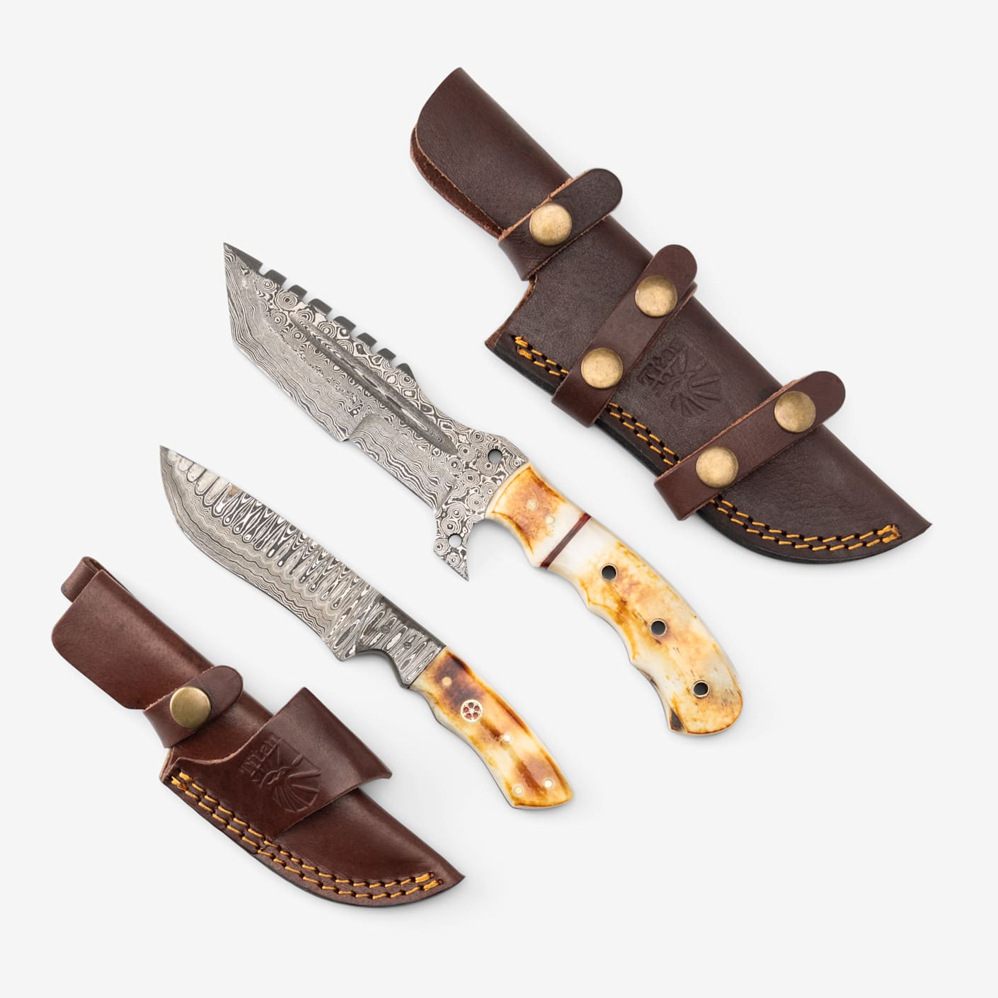 Titan Knives Flamed Vanguard Damascus Knife Set | Damascus Hunting
