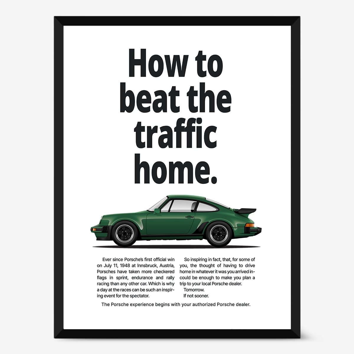 Rear View Prints Beat the Traffic Vintage 930 Turbo Framed Art Print