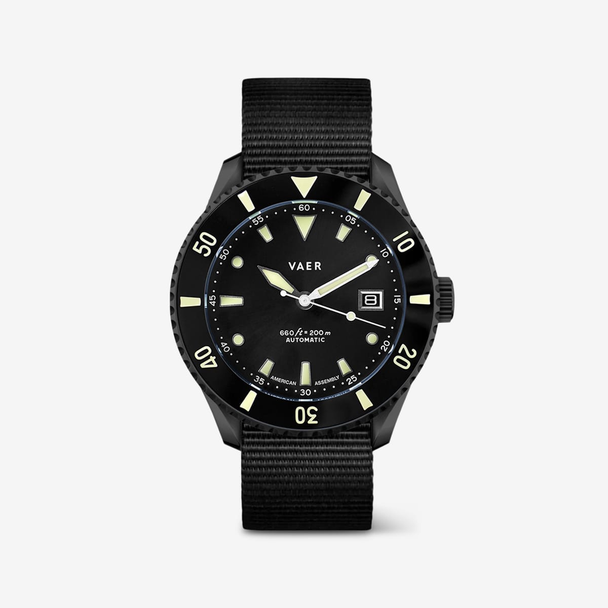 Vaer Automatic Dive Watch VAER DS5 Meridian Diver Black: 20ATM