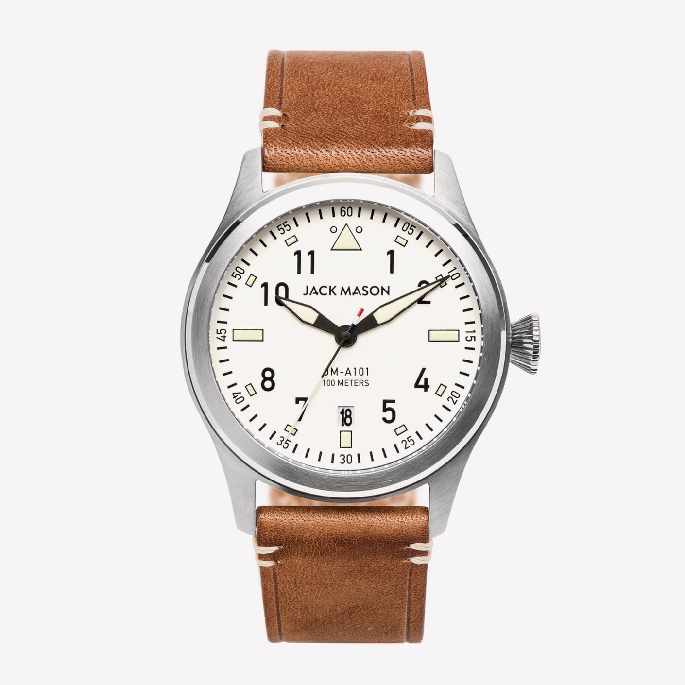 Jack Mason Aviator Watch Light Brown Leather Strap Bespoke Post