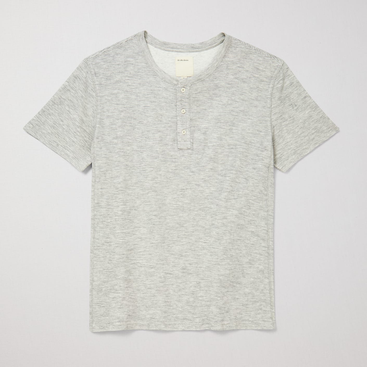 Life/After/Denim, Brisbane Stripe Henley, Heather Grey