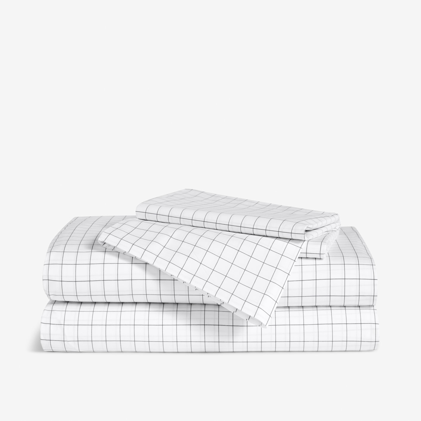Brooklinen Percale Sheets, Core Set, Graphite Grid Bespoke Post