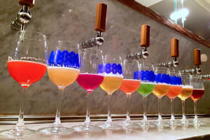 Just a few of J. Wakefield's beers, including some very colorful Florida Weisses. DFPF is third from the left.