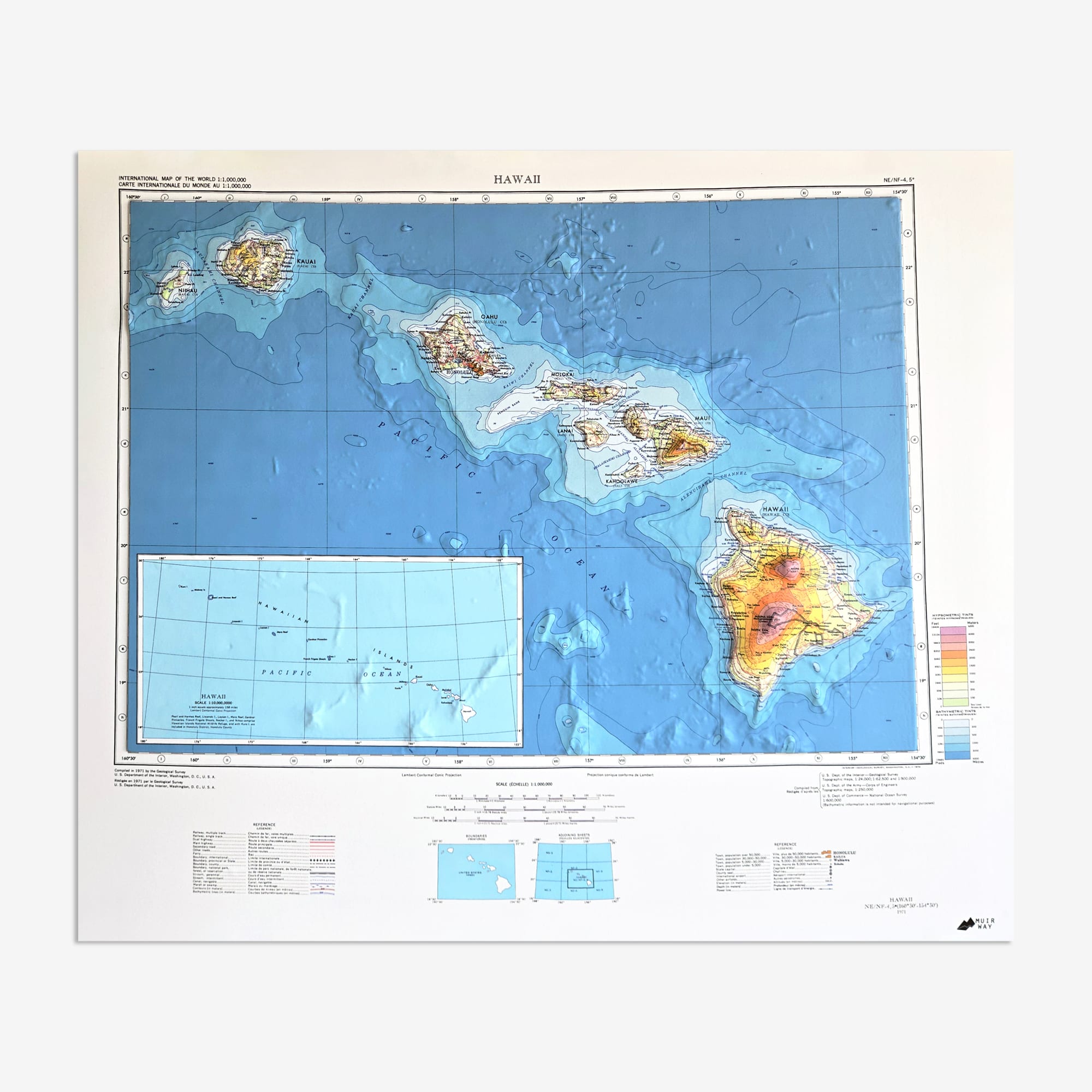 Hawaii Islands 1971 3D Raised Relief Map, - Muir Way | Official Shop
