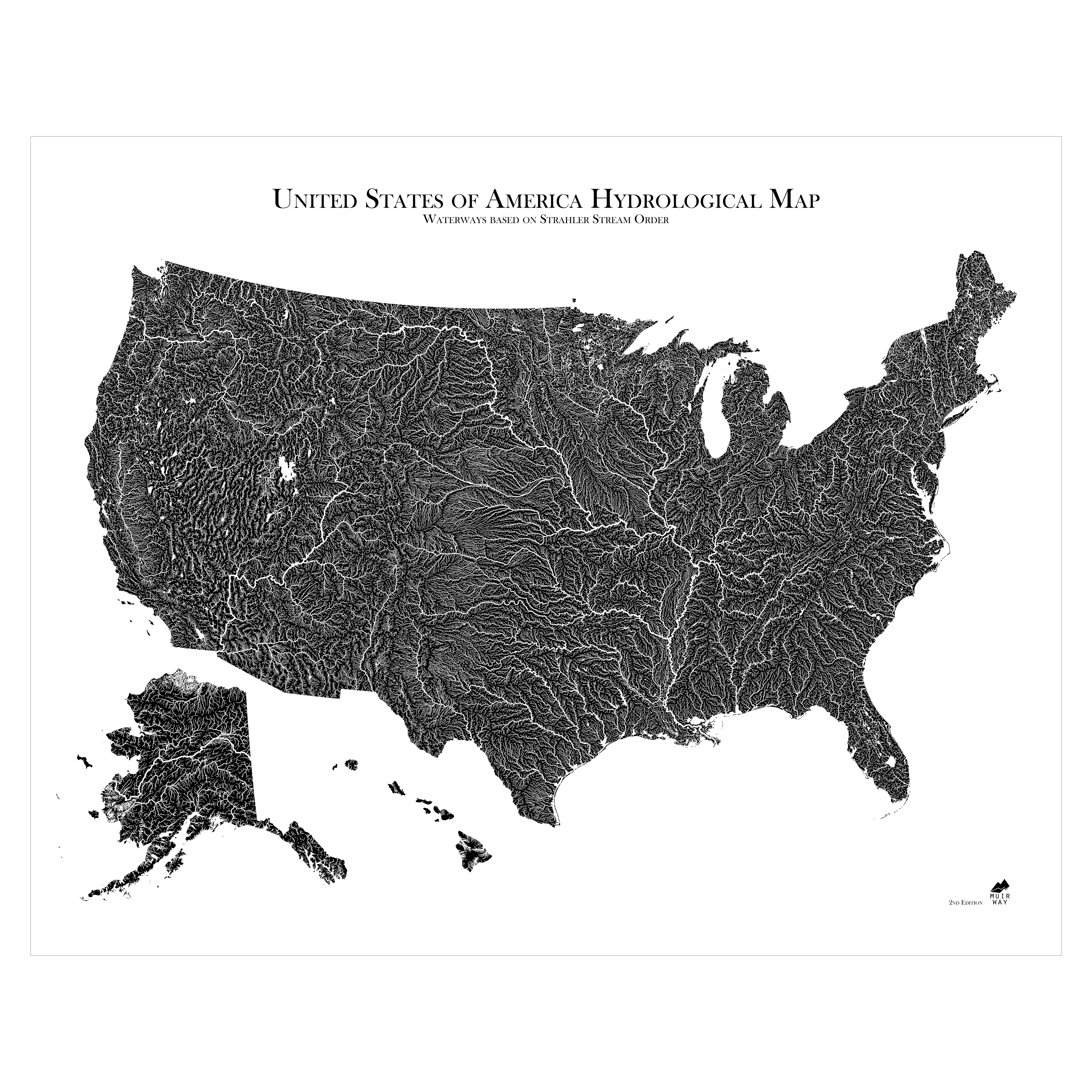 US Hydrological Map, - Muir Way | Official Shop