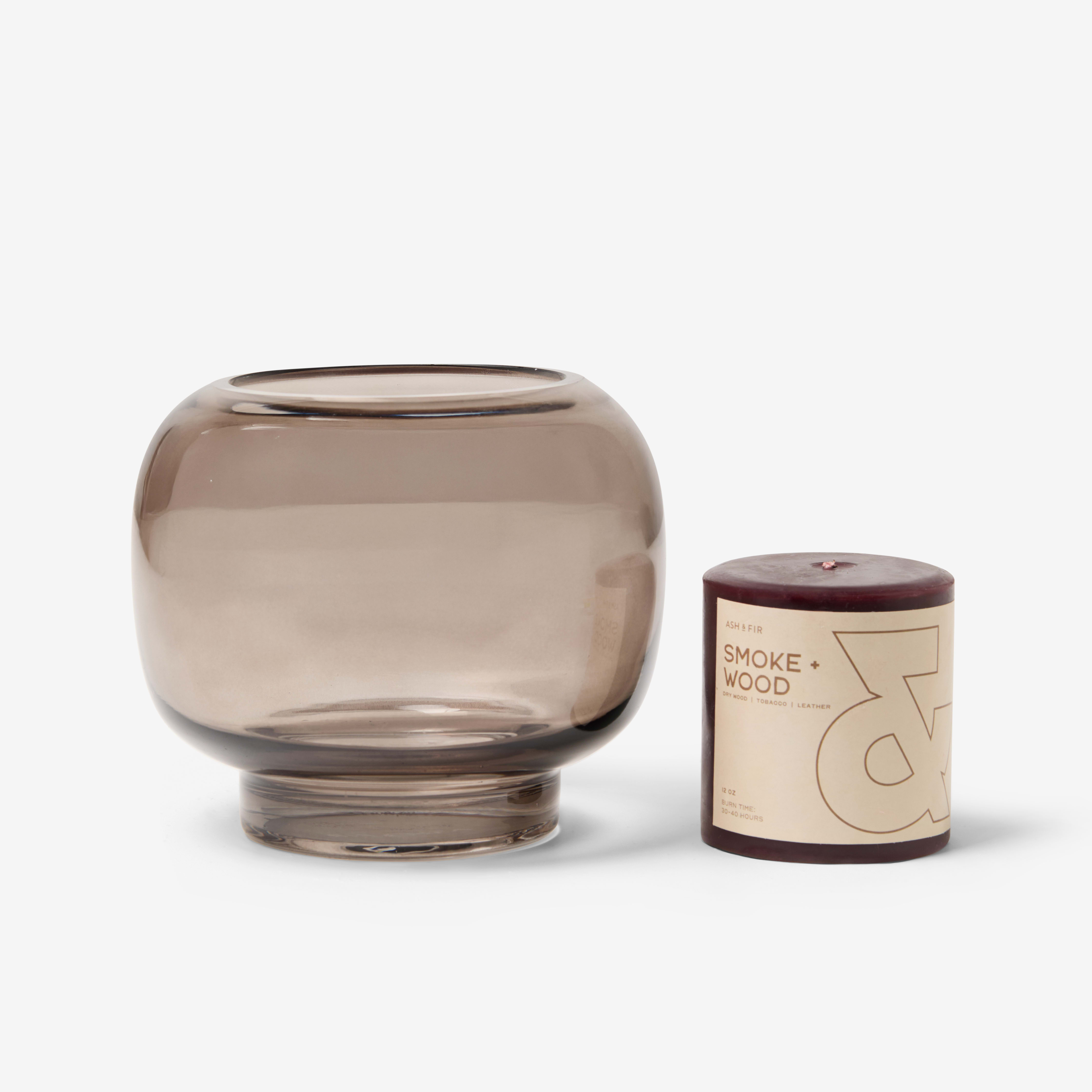 Glass Candle Holder with Pillar Candle,  - Ash & Fir | Official Shop
