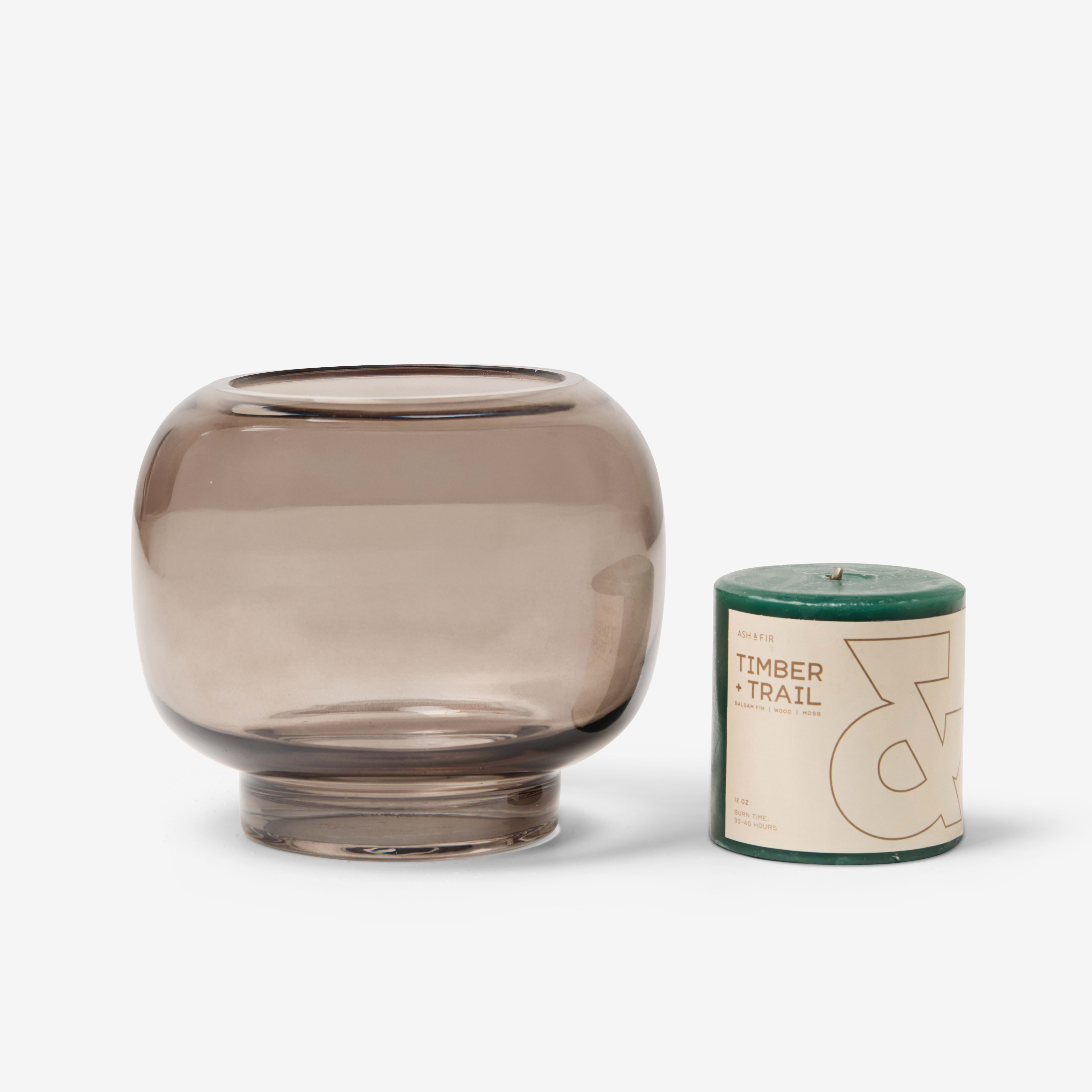 Glass Candle Holder with Pillar Candle, - Ash & Fir | Official Shop