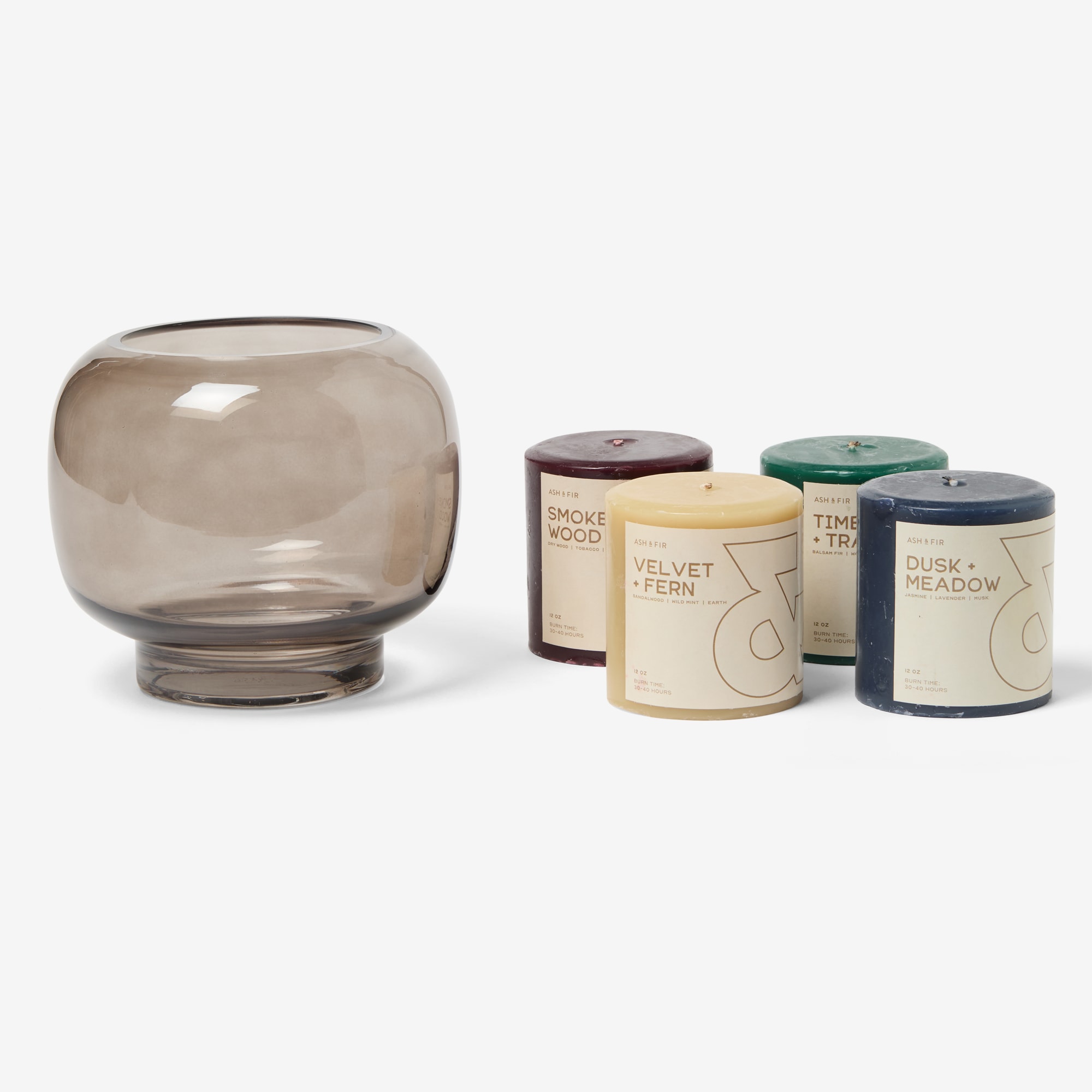 Glass Candle Holder with Pillar Discovery Pack, - Ash & Fir | Official Shop