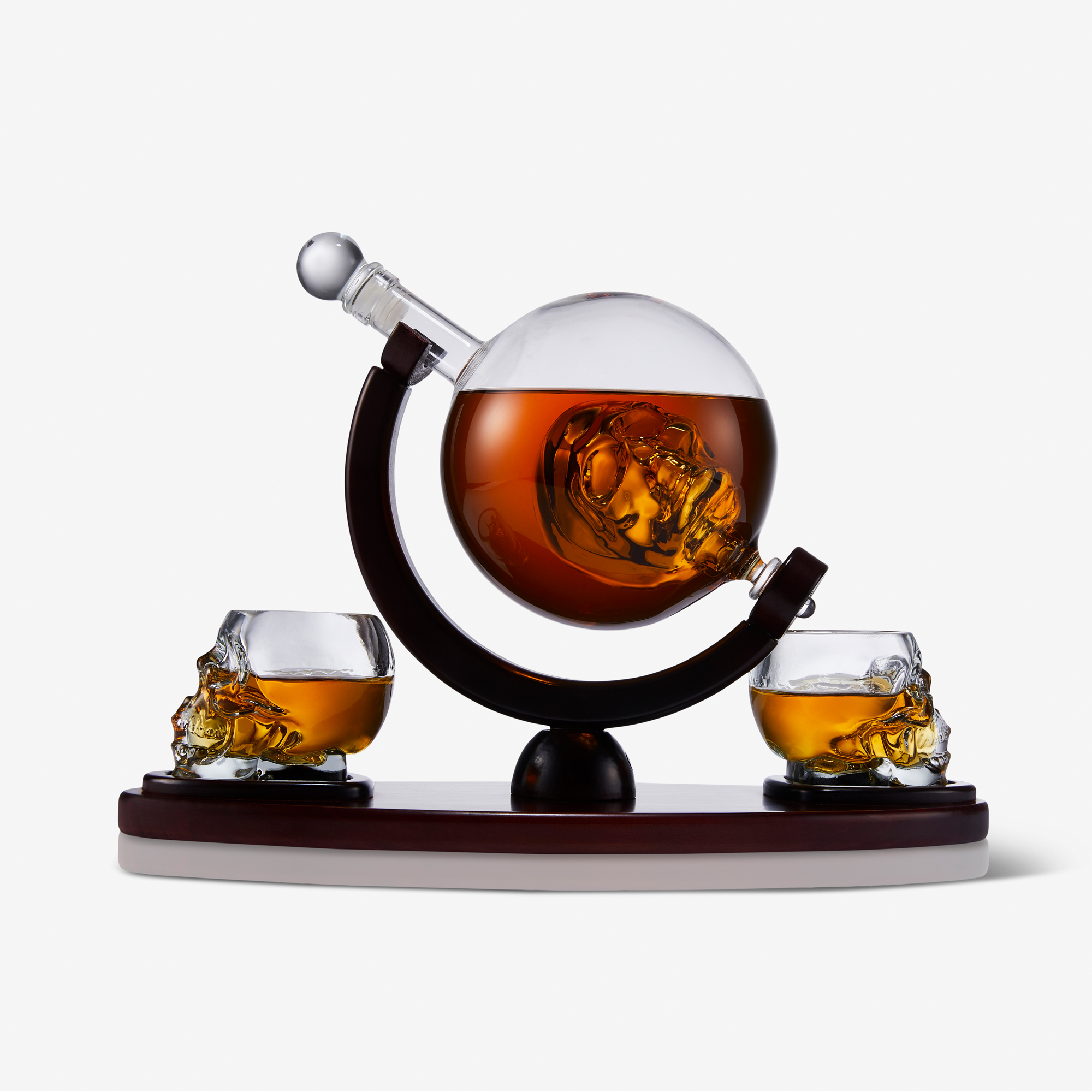 skull globe decanter set